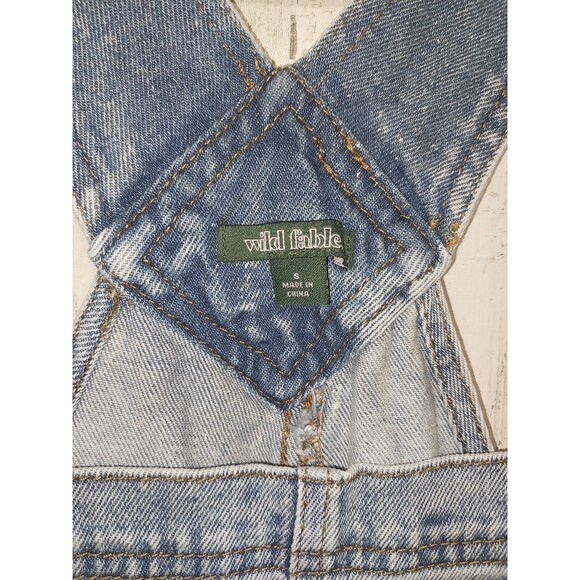 Wild Fable Size Small Distressed Denim Shortalls Shorts Overalls Cutoff Romper - Picture 4 of 5
